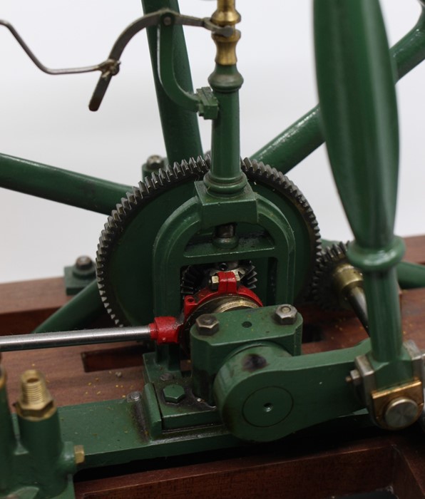 Beam Engine: A scratch-built, live steam, single cylinder beam engine, finished in green and red - Image 8 of 9