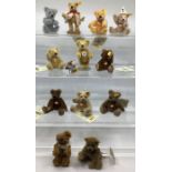 Bears: A collection of assorted Steiff miniature bears along with two Hermann bears. Provenance:
