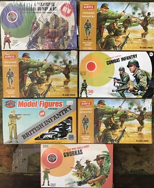 Airfix: A collection of assorted Airfix 1:32 scale model soldiers to include Japanese Infantry,