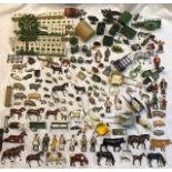 Britains: A collection of assorted Britains and others, lead farm animals and accessories. Good