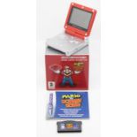 Nintendo: A boxed Gameboy Advance SP, Mario Limited Edition Pak, Mario vs Donkey Kong, Console and