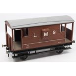 Brake Van: A Gauge 3, 2 1/2 inch, LMS Brake Van, mainly of wooden construction, scratch-built,