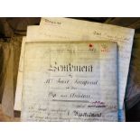 A deed box containing an extensive collection of 19th-century indentures, settlements,