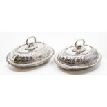 A pair of Victorian silver-plated entree dishes and covers, Hawksworth Eyre & Co, approx 30cm x
