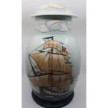 A rare and large Moorcroft First Fleet - HMS Sirius jar and cover, late 20th century, designed by