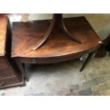 A George III mahogany bowfronted side table, circa 1790, single long frieze drawer, tapered block