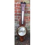 A 19th Century mahogany barbers pole strung and inlaid aneroid wheel barometer by Bossi, Lynn,
