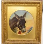 **WITHDRAWN** Continental School (19th century), circular portrait of a donkey, oil on board,