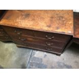 A George III country oak chest of drawers, circa 1770, mahogany crossbanded top, two short over