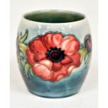 The Mitchell Collection of Moorcroft Pottery: A Moorcroft 'Anemone' pattern coffee/tea mug on blue/