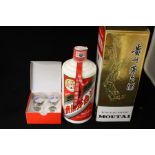 A 2008 Kweichow Moutai 500ml, complete with box and two shot glasses