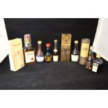 A selection of minatures to include Glenmorangie, Harveys Bristol Cream, Martell, plus others. (10)