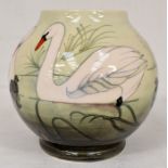 A Moorcroft vase, Swans, limited edition 32/350. Designed by Sally Tuffin. Height approx 16cm.