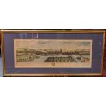 After Samuel and Nathaniel Buck, The East Prospect of Derby, 1728, coloured etching, 27 by 71cm,