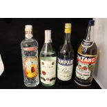 A selection of spirits to include baracadi, cinzano bianco and camparo