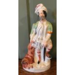 A mid 19th Century Staffordshire chimney figure of The Lion Slayer, possibly Sampson Smith, modelled