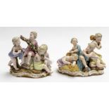 A pair of late 19th Century Meissen allegorical groups depicting Spring and Summer, each figural