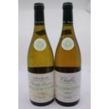 Two Bottles of William Fevre Chablis, one bottle is the champs royaux 2007, one bottle is the 2002