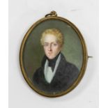 Regency School (circa 1820) - Portrait miniature of a Gentleman, the reverse with ivory slip and