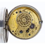 A Georgian silver pair cased pocket watch, the white enamel dial with letter markers Albert Baldock,