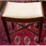 **WITHDRAWN** A GIII mahogany bow dressing table stool, padded seat, square legs, x-stretcher,