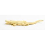 A late 19th / early 20th Century ivory figure of a crocodile
