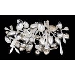 A collection of assorted silver spoons to include mainly tea spoons, pickle spoons and sugar spoons,