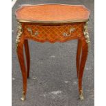 A 19th century Louis XV Kingwood and gilt metal side table, parquetry shaped rectangular top with