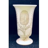 A Moorcroft 'Banksia' pattern trumpet shape vase designed by Sally Tuffin, cream ground. Height
