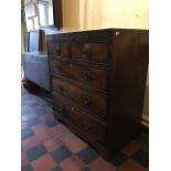 A 19th Century mahogany chest of drawers, two short over three long drawers with brass handles and