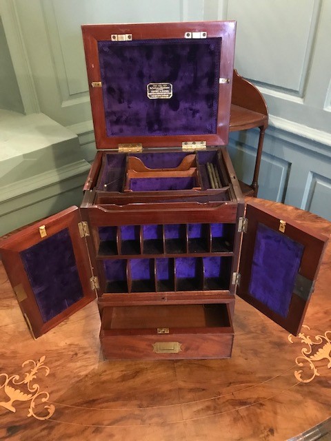 A Victorian Savory & Moore of New Bond St flame mahogany apothecary box, hinged cover opening to a