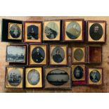 Photography. Collection of 14 Victorian daguerreotype and ambrotype or similar photographic