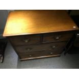 A Victorian mahogany chest of drawers, moulded top, two short over two long drawers, width 91cm