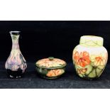 A Moorcroft 'Nasturtium' pattern ginger jar and cover designed by Sally Tuffin for Moorcroft