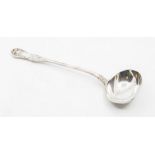 A William IV silver King's pattern soup ladle by John West, London, 1834, 9.90 ozt (CR: marks