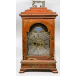 A George III bracket clock, William Jourdain, London circa 1760, the red lacquer case chinoiserie