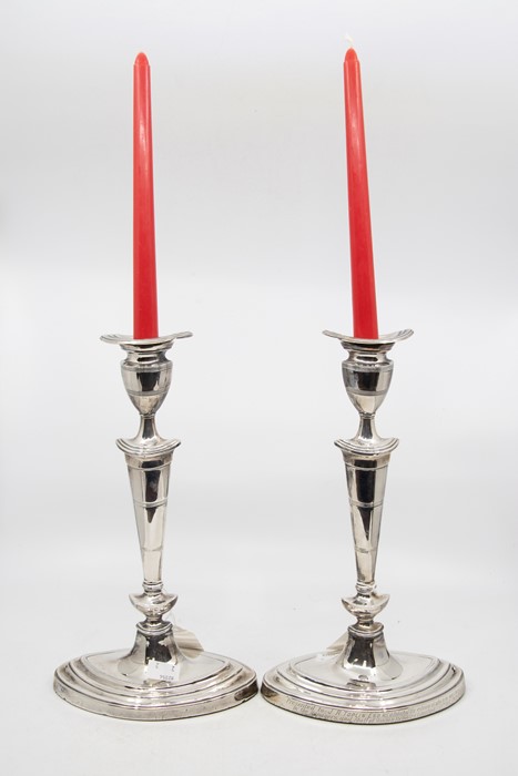 Pair of Birmingham silver candlesticks, 1919, with losenge base