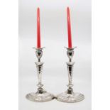 Pair of Birmingham silver candlesticks, 1919, with losenge base