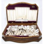 A mahogany cased canteen of plated Kings pattern flatware