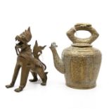 Tibetan bronze tea / water pot, along with bronze dragon, 19th Century early 20th Century