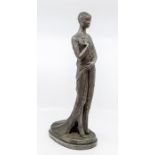 A French style bronze figure of a Maid, oval base