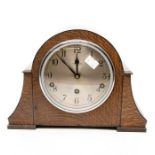 A John Smith & Sons Derby oak cased mantle clock, 1950, anniversary dome clock, oak desk tidy, ink