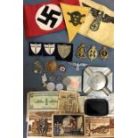Items of Militaria and reproduction militaria items. Includes Mussolini speech medal, West wall