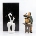 Royal Doulton figure of the Clock Maker along with a boxed Coalport figure of Moments