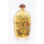 A 20th century, Chinese, reverse painted, scent bottle, depicting a landscape, height approx. 10cm.