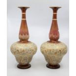 A pair of Doulton vases, one is AF, circa 1910