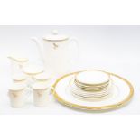 Royal Doulton tea set with white ground detailing and gilt edging including tea / coffee pot, with