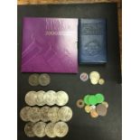 UK & World Coin collection with World Banknotes, 2006 Commemorative £5, Enamelled 1887 Shilling,