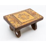 A late Victorian, Tunbridge-style, short kneeling stool, with marquetry and parquetry inlay, circa