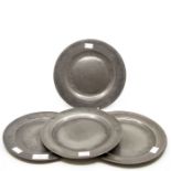 Four 18th Century London pewter plates with early London marks